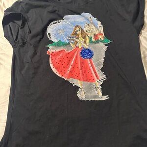 Black T-Shirt with Fashion Graphic Vinizbena brand